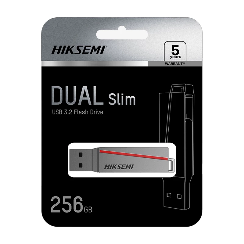 HIKSEMI USB-stick 256 GB E307C U3 dual USB 3.2 en USB Type-C grijs