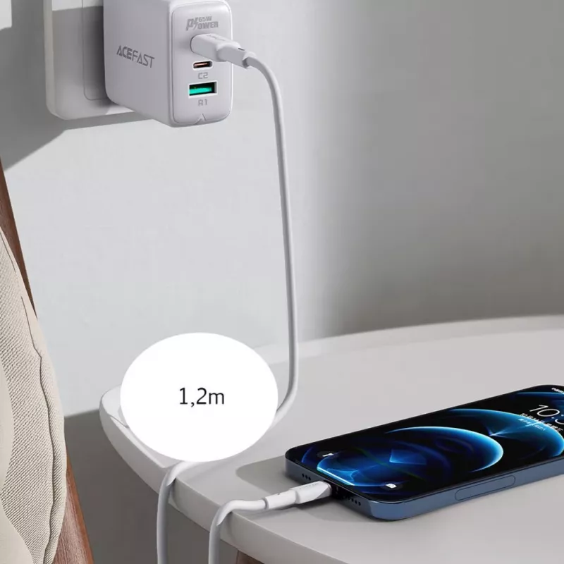 ACEFAST MFI USB-C naar Lightning kabel 1,2m, 30W, 3A, zwart (C2-01)