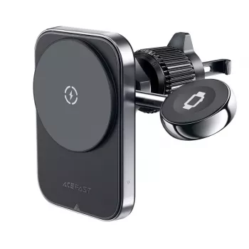 Acefast D18 autohouder met MagSafe / Qi draadloze oplader + USB-A naar USB-C kabel - zwart