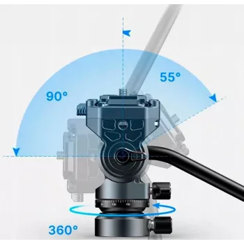 Ulanzi F38 fluid-videokop 360° panorama oliedemping statiefkop met Arca-Swiss snelkoppelplaat, 3 kg draagvermogen, aluminiumlegering, zwart