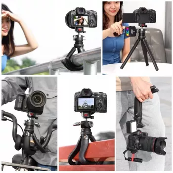 Ulanzi Claw Flexibele Tripod Pro met koudeschoen en 3x 1/4 inch-schroeven voor camera, smartphone, action cam