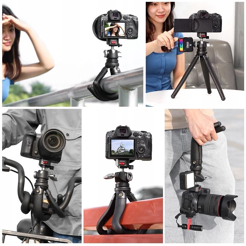 Ulanzi Claw Flexibele Tripod Pro met koudeschoen en 3x 1/4 inch-schroeven voor camera, smartphone, action cam