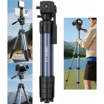 ULANZI TT39 155cm aluminium statief met telefoonhouder voor DSLR, systeemcamera's, smartphone