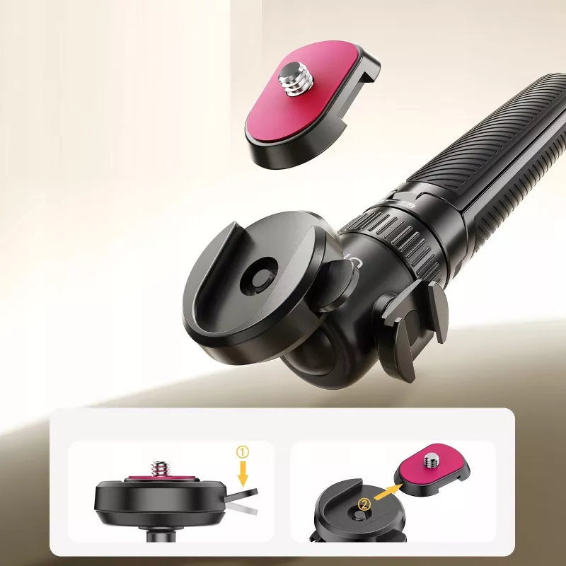 ULANZI MT90 2-in-1 statief selfiestick met snelkoppeling voor smartphone en camera, zwart