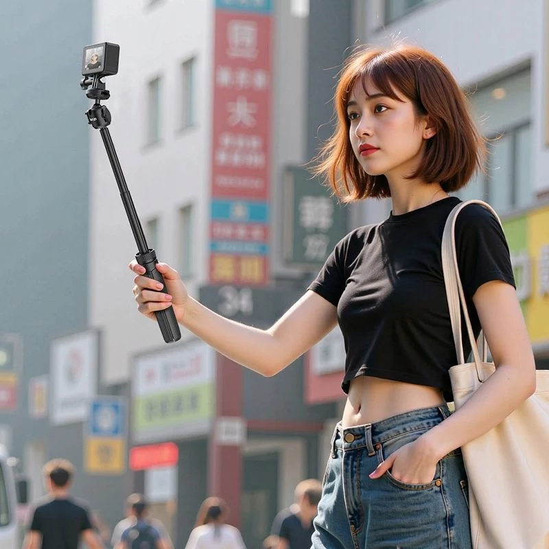 ULANZI MT90 2-in-1 statief selfiestick met snelkoppeling voor smartphone en camera, zwart