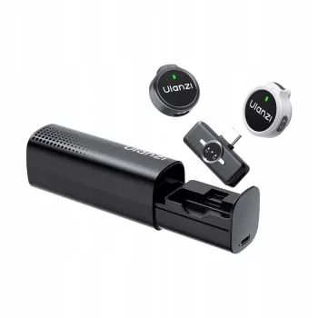 Ulanzi A21 draadloos microfoonsysteem 2,4 GHz dual lavalier clip-on met USB-C ontvanger en oplaadcase