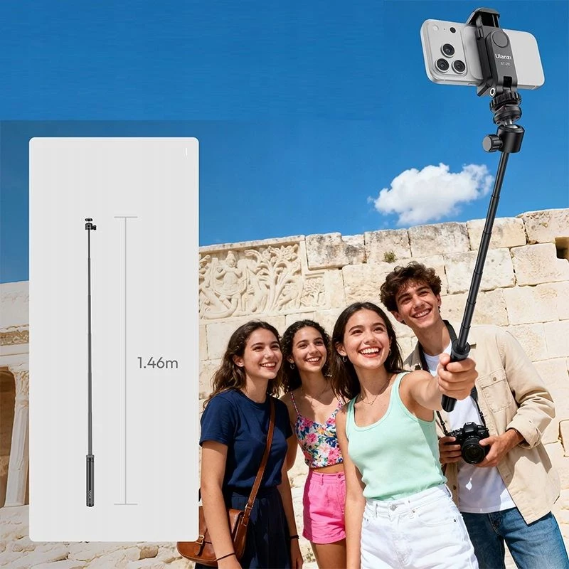 ULANZI selfiestick statief 148 cm 1/4 inch schroefdraad voor smartphone camera TT24