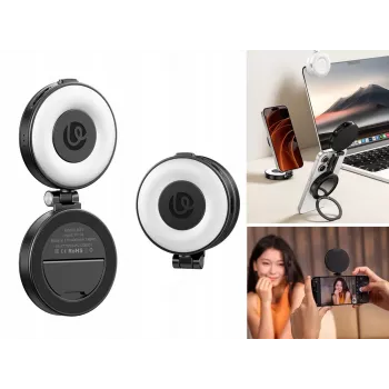 ULANZI LM23 LED-videolamp met spiegel en MagSafe-houder, 6W bi-color 2500K-9000K, 2000mAh accu, USB-C, zwart