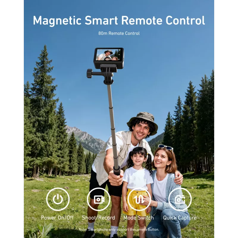 TELESIN selfiestick statief met Bluetooth-afstandsbediening 80m voor GoPro Hero 13 12 11 10 9 Max Max2