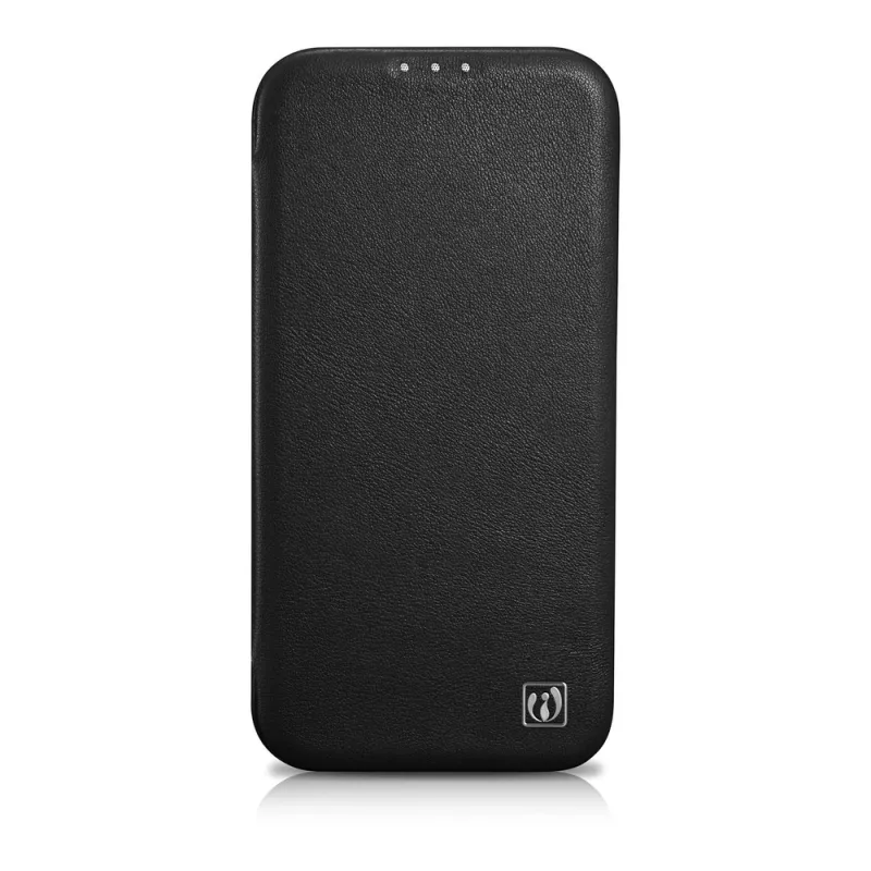 iCarer CE Premium Leather Folio Case voor iPhone 14 Plus, magneetsluiting, MagSafe, zwart (WMI14220715-BK)