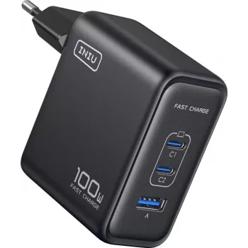 INIU Leopard Charger 100W GaN USB-C EU-stekker zwart