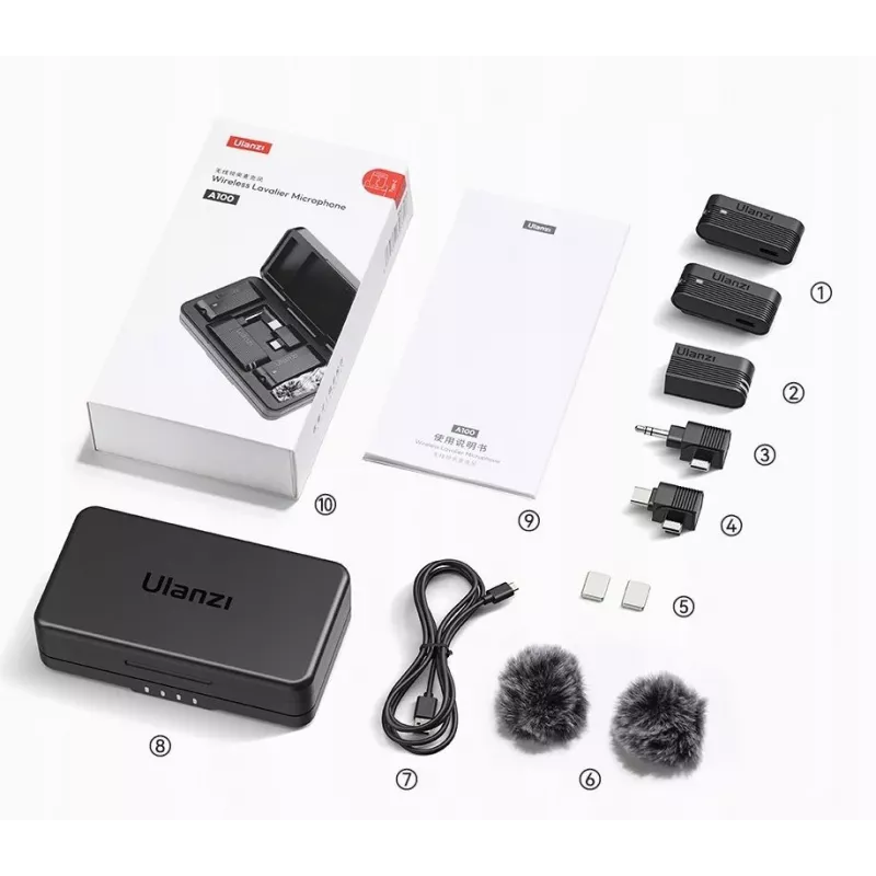 Ulanzi A100 draadloze microfoon USB-C / USB-A / 3,5mm jack