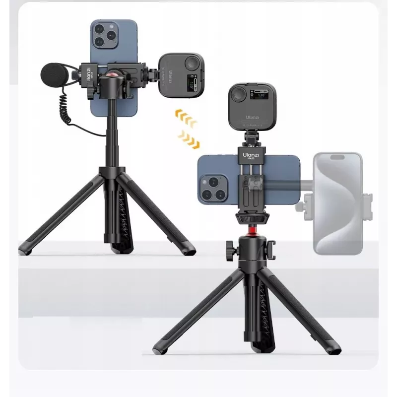 Ulanzi MA33 telefoonhouder met 2x cold shoe mounts en Arca-Swiss basis