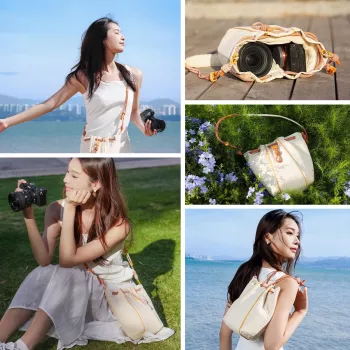 ULANZI DS01 crossbody sling bag voor camera, systeemcamera's, telefoon - beige