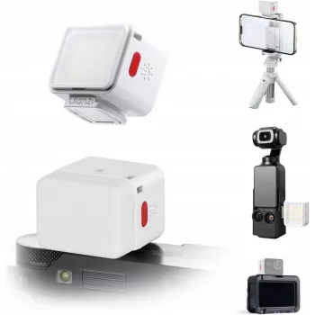 ULANZI DG01 mini LED-videolamp met magneetbevestiging en koudeschoenadapter, 1W, 500mAh, bi-color 2700K-6500K, wit