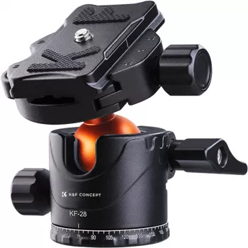 K&F Concept BH-28L kogelkop, 10kg belasting, 28mm kogel, Arca-Swiss, zwart