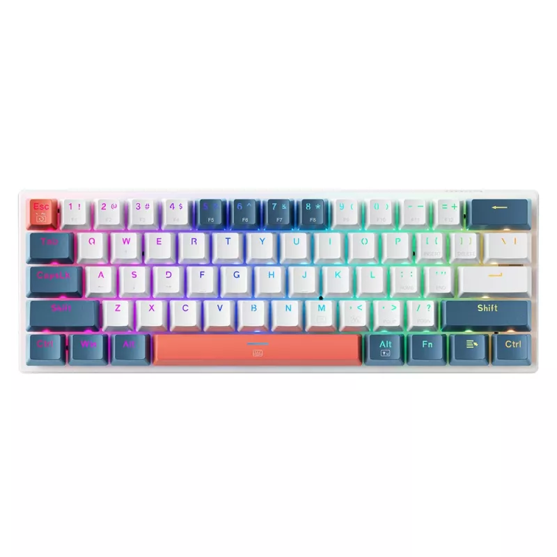 Machenike K500-B61 bedrade mechanische gaming-toetsenbord, 61 toetsen, Red Switch, wit-blauw