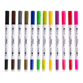 LOKLiK Dual Tip Brush Pens - 12 kleuren