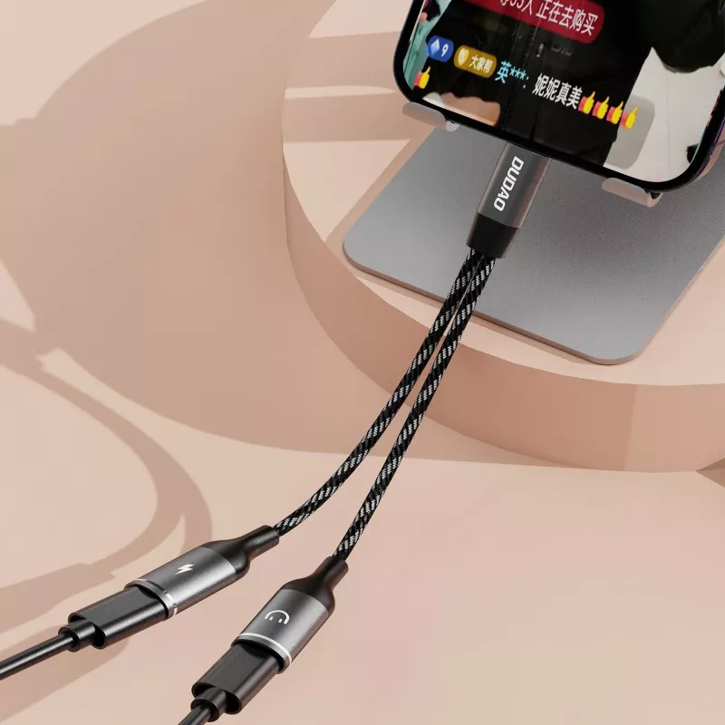 Dudao L13C+ 2-in-1 USB-C naar USB-C-adapter met audio en laden