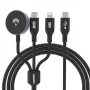 Dudao A12Max+ 3-in-1 multi-laadkabel USB-C naar Lightning + USB-C + Apple Watch, 100W PD, 1,2m, zwart