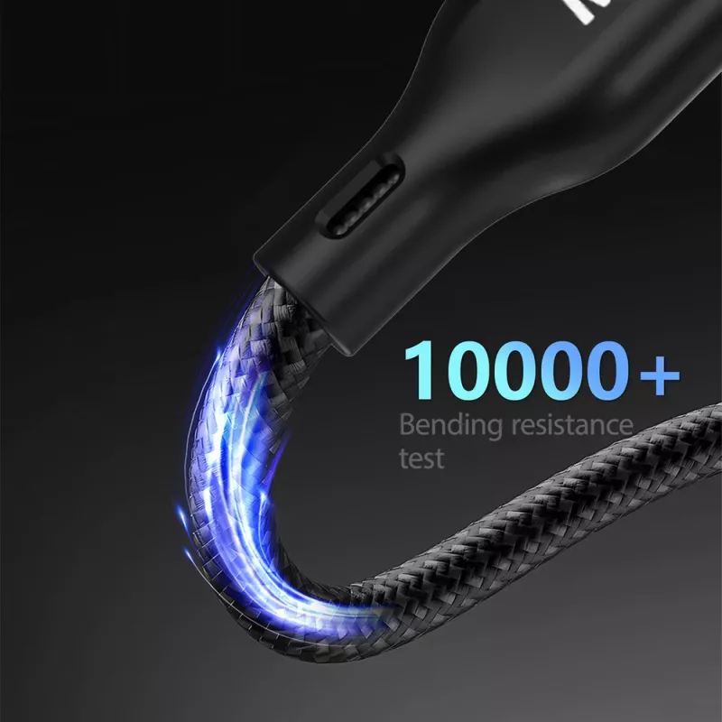 Dudao A12Max+ 3-in-1 multi-laadkabel USB-C naar Lightning + USB-C + Apple Watch, 100W PD, 1,2m, zwart