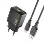 Dudao A23TEU 12W USB-A wandlader met 1m USB-A naar USB-C-kabel, zwart