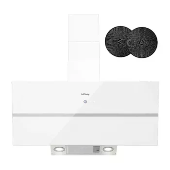 ISEASY TV1390D4-CC-I2 wandafzuigkap 90cm 750m³/h roestvrij staal zwartglas