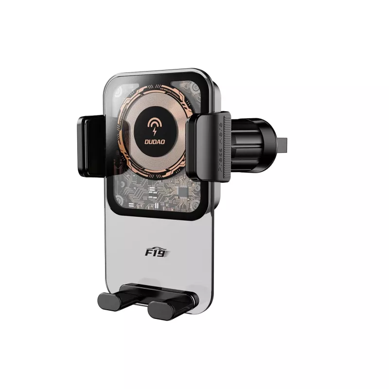 Dudao F19 telefoonhouder voor auto met draadloze oplader 15W - zwart