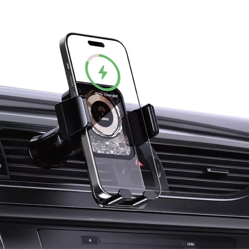 Dudao F19 telefoonhouder voor auto met draadloze oplader 15W - zwart