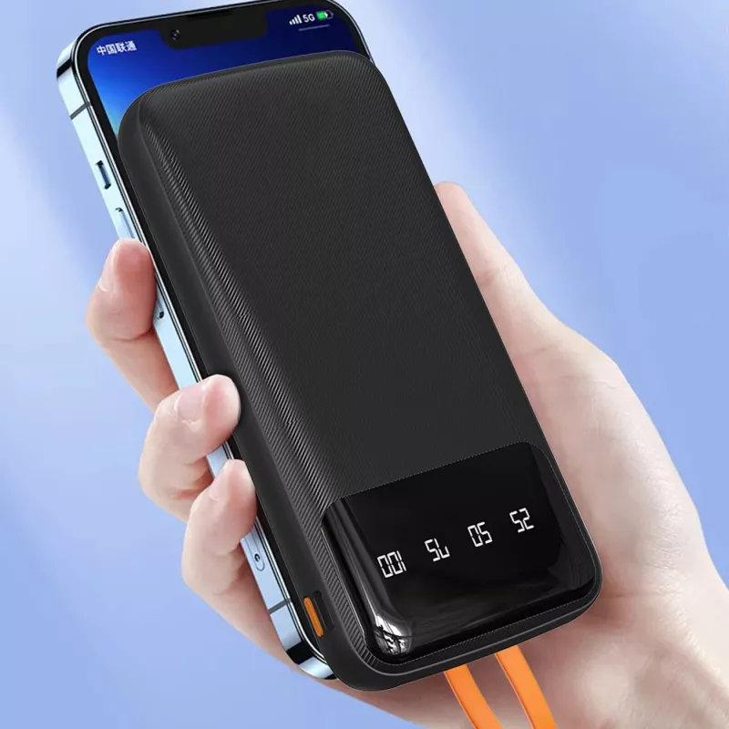 Dudao K6Pro universele powerbank 10000mAh met USB, USB-C, Lightning-kabel zwart (K6Pro-black)
