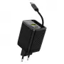 Dudao A67EU GaN 67W oplader met geïntegreerde uitschuifbare USB-C-kabel, Power Delivery Quick Charge - zwart
