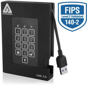 Apricorn Aegis Padlock Fortress A25-3PL256-2000F - versleutelde harde schijf - 2 TB - extern (draagbaar)