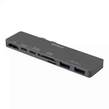 DELTACO USBC-1290 Thunderbolt 3 dockingstation - zilver - 40 Gbit/s - 4K Ultra HD