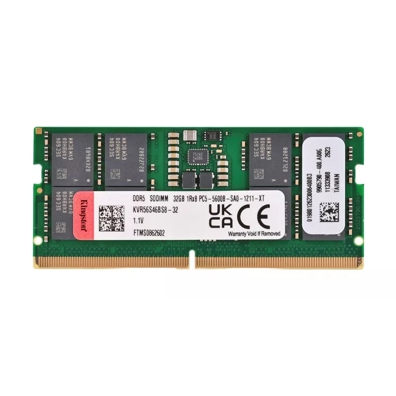 Kingston Technology KVR56S46BS8-32 32 GB DDR5 5600 MT/s SO-DIMM werkgeheugenmodule