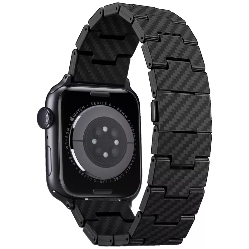 PITAKA Carbon Fiber Link Band Retro voor Apple Watch 42/44/45/49mm zwart grijs