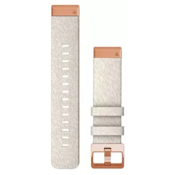 Garmin QuickFit 20 mm nylon armband voor fenix 5S/5S Plus/6S/7S, crème met roségouden gesp, 010-13102-09