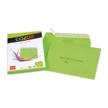 ELCO Color envelop C5 (162 x 229 mm), zonder venster, zelfklevend, 100 g/m², groen, 25 stuks (74618.62)