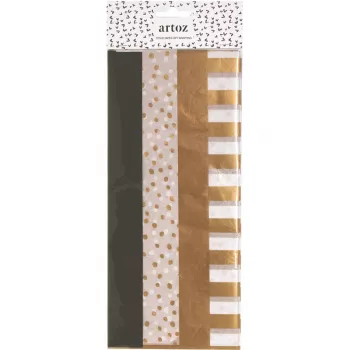 ARTOZ PAPIER Zijde papier diverse strepen koper/zwart/wit 50 x 70 cm (144500-77)