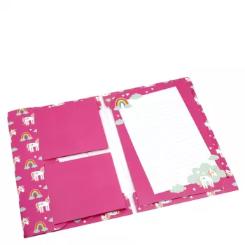 Artoz Papier 334001-03 briefpapier met enveloppen, eenhoorn roze (ca. DIN A5), 80 g/m², 1 pak