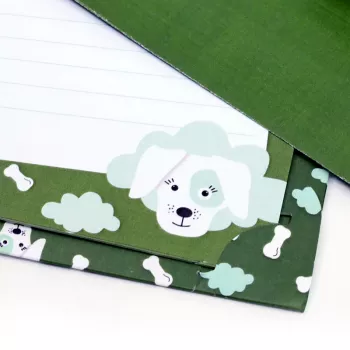 Artoz Papier briefpapier met enveloppen hondenmotief olijfgroen ca. DIN A5 80 g/m² 1 pak