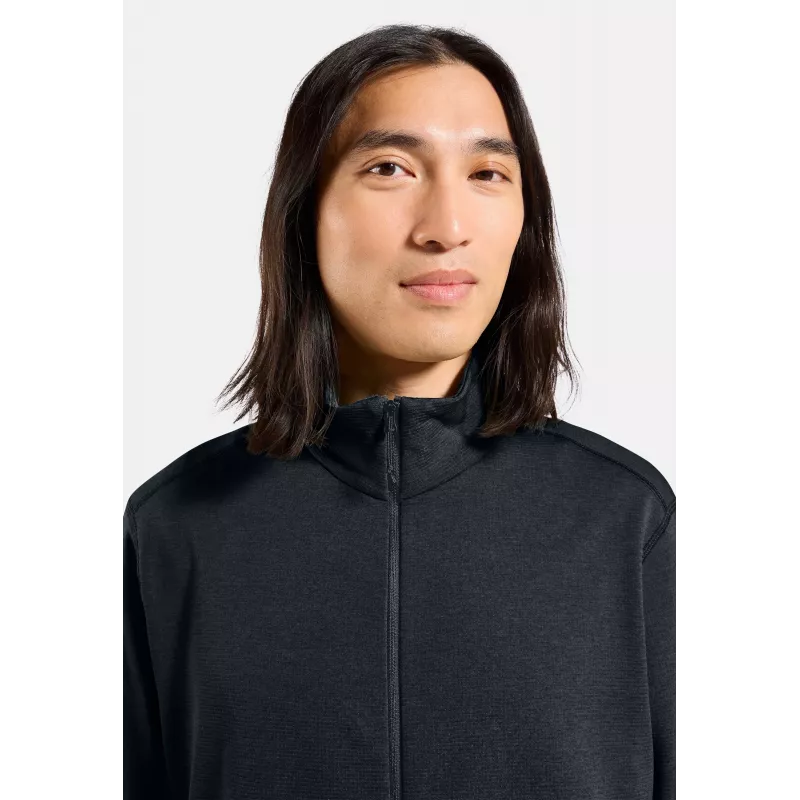 Odlo Grid Fleece Mid Layer Full Zip jasje - Black Melange, maat L