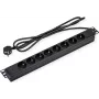 VALUE 19-inch 1U 8-voudige stekkerdoos met 3m kabel - Schuko-stopcontacten