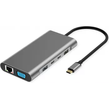 VALUE USB-C dockingstation 10-in-1 4K60 2xHDMI 1xDP/VGA/GbE USB-C 2x PD - digitaal/data
