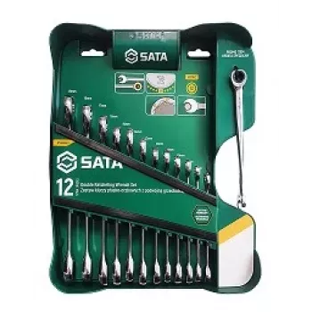 SATA 13-delige dubbel-ratel steeksleutelset met X-Beam-design, metrisch, 8-21 mm, chroom-vanadiumstaal, Blow-Molded-Case