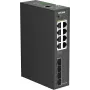 D-Link DIS-210G-12UP industriële smart managed switch, 12-poorts Gigabit, 8 PoE+, 240W, DIN-rail/wandmontage