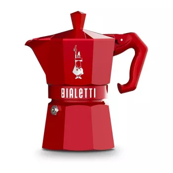 Bialetti Moka Exclusive 3-kops rode espressomaker voor op het fornuis (9055)