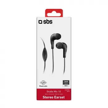 SBS TEINEARKL in-ear headset met microfoon - zwart - bedraad - 1,2 m kabel - 3,5 mm jack - bellen & muziek