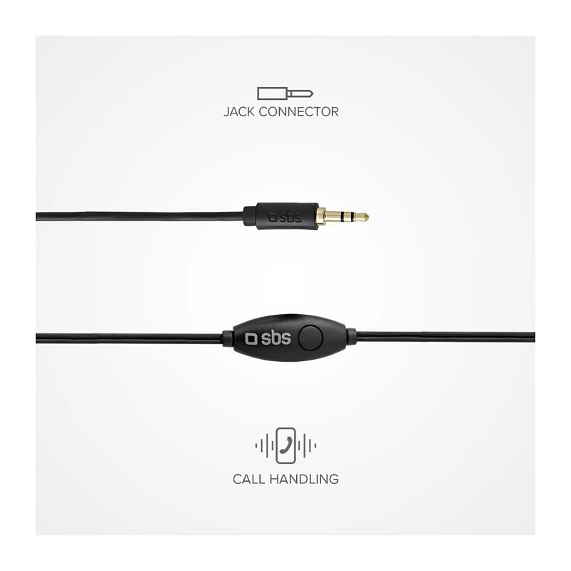 SBS TEINEARKL in-ear headset met microfoon - zwart - bedraad - 1,2 m kabel - 3,5 mm jack - bellen & muziek