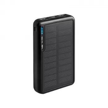 SBS solar powerbank USB/USB-C 10000 mAh zwart
