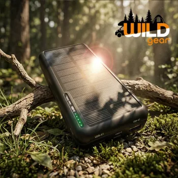SBS solar powerbank USB/USB-C 10000 mAh zwart